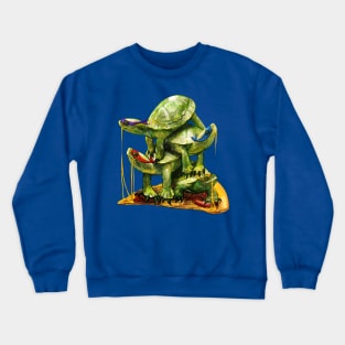 Heroes on an 8th slice - turtle tower! Crewneck Sweatshirt